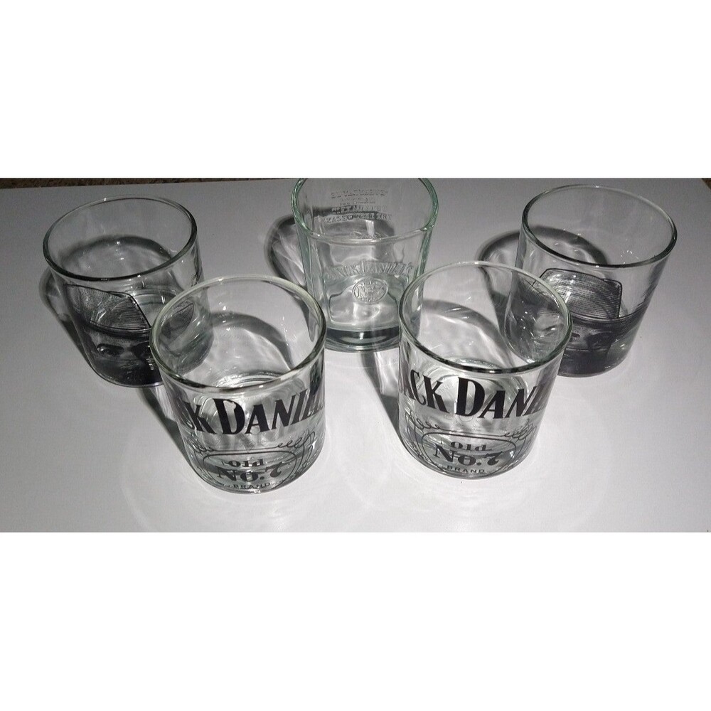 5 Jack Daniel's Old No.7 Whiskey Glasses - Set of 5 Logo Barware - OS